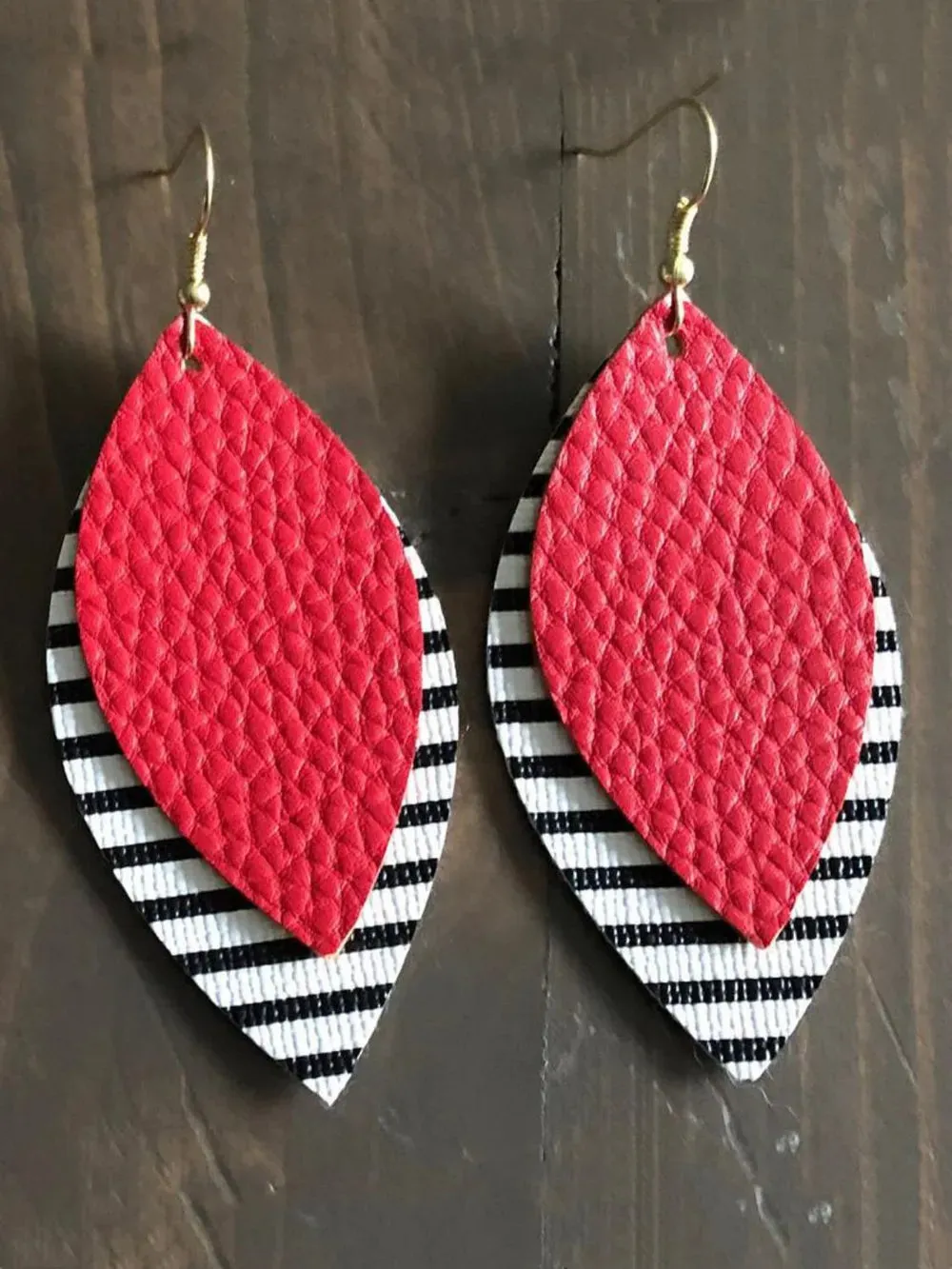 PU Leather Leaf Dangle Earrings sold by Gigi Laurent product image thumbnail 3