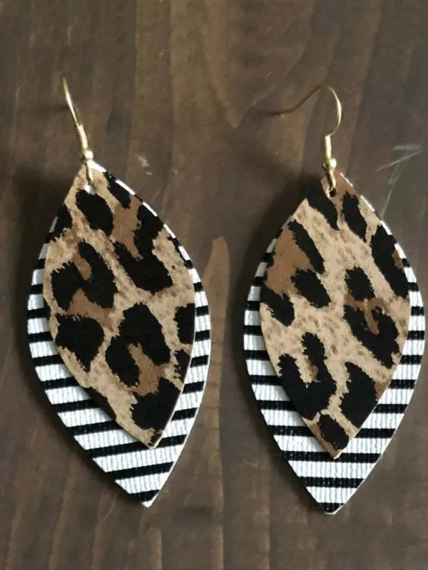 PU Leather Leaf Dangle Earrings sold by Gigi Laurent