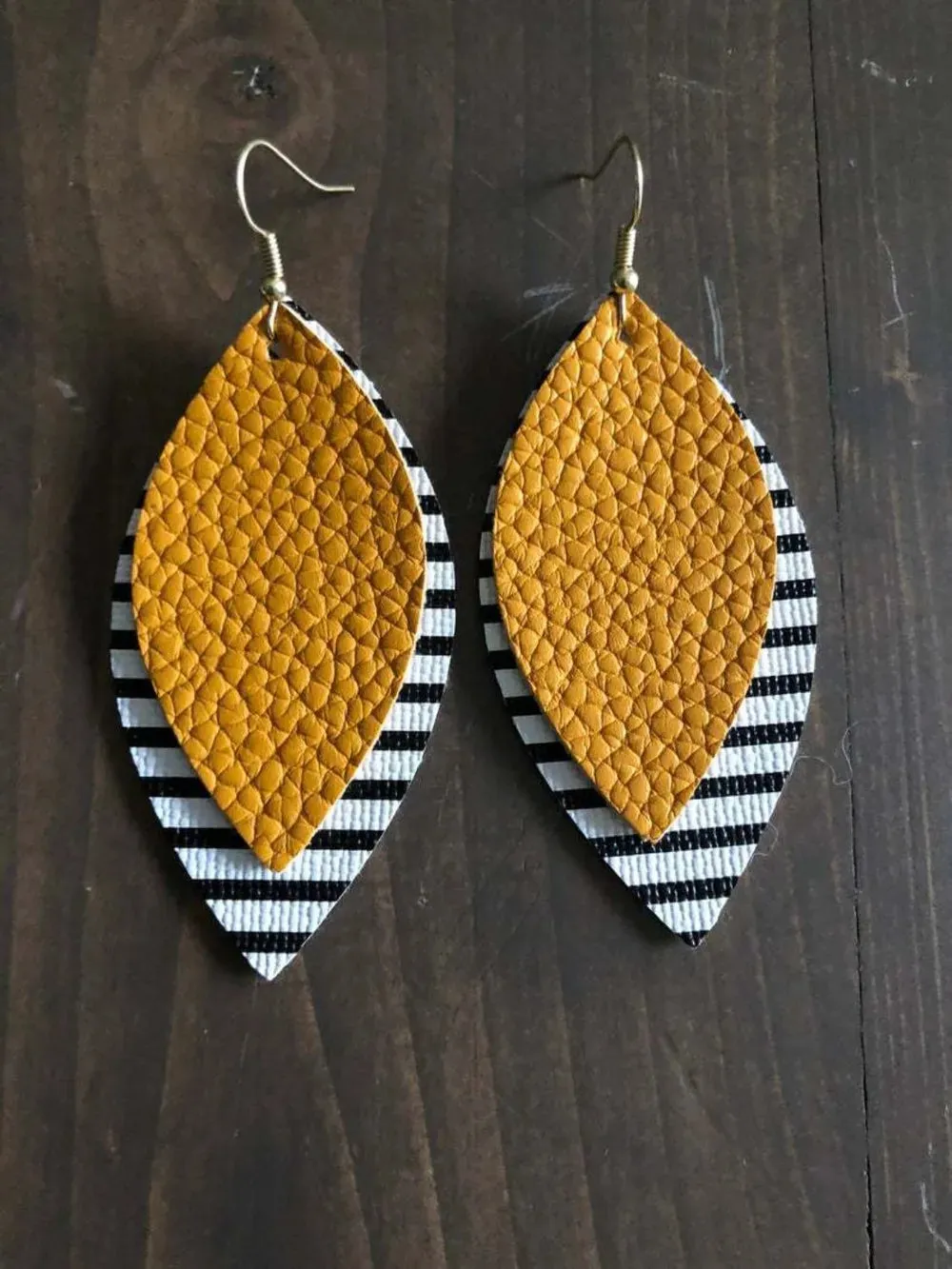 PU Leather Leaf Dangle Earrings sold by Gigi Laurent product image thumbnail 4