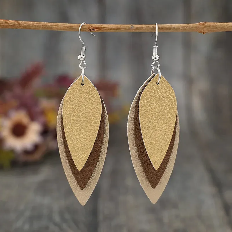 PU Leather Leaf Shape Earrings sold by Gigi Laurent