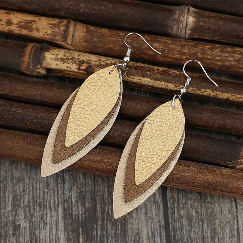 PU Leather Leaf Shape Earrings sold by Gigi Laurent product image thumbnail 3