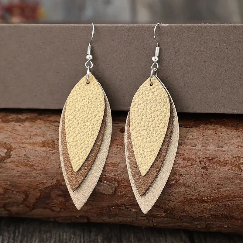 PU Leather Leaf Shape Earrings sold by Gigi Laurent product image thumbnail 2