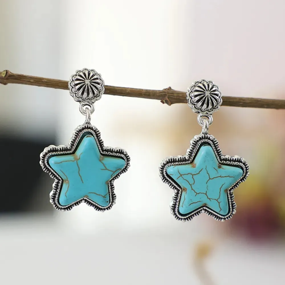 Artificial Turquoise Alloy Star Earrings sold by Gigi Laurent product image thumbnail 2