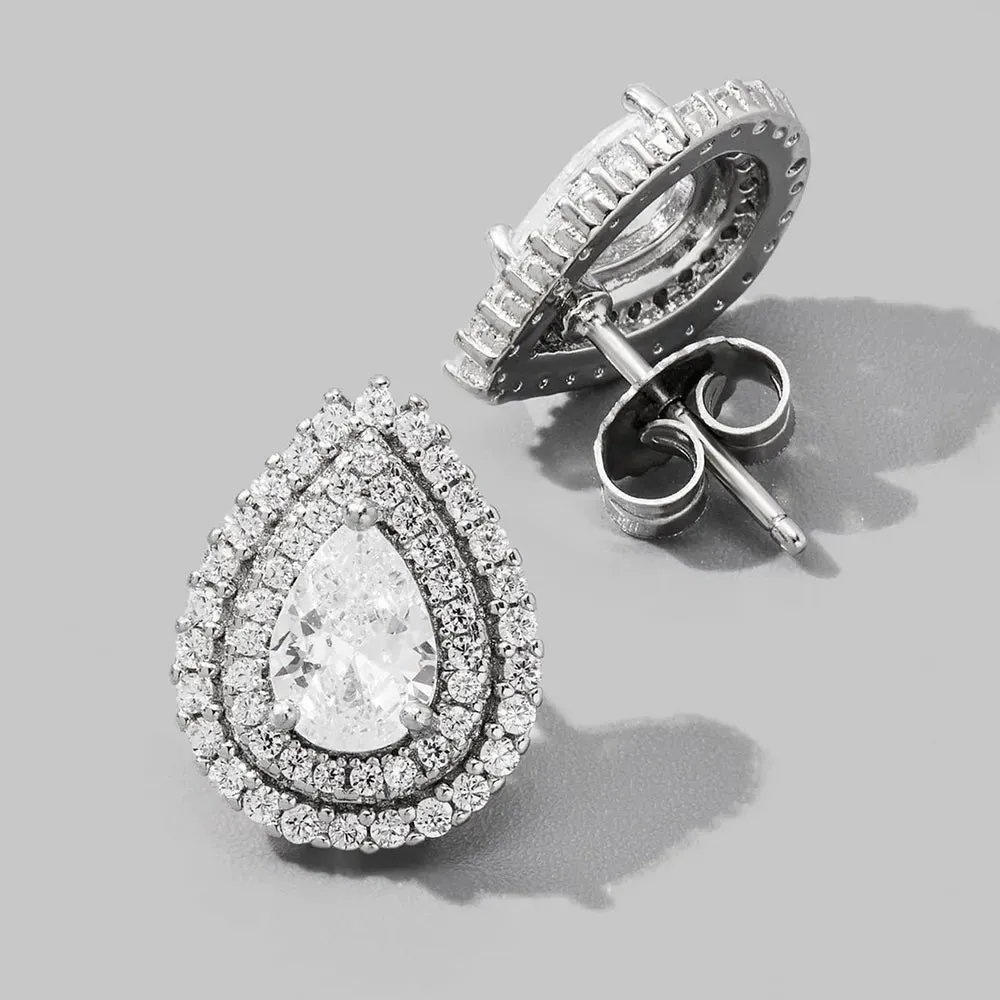 925 Sterling Silver Zircon Teardrop Shape Stud Earrings sold by Gigi Laurent product image thumbnail 3