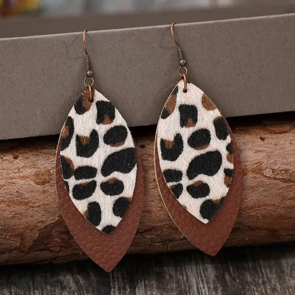 Leaf Shape Leather Dangle Earrings sold by Gigi Laurent product image thumbnail 2