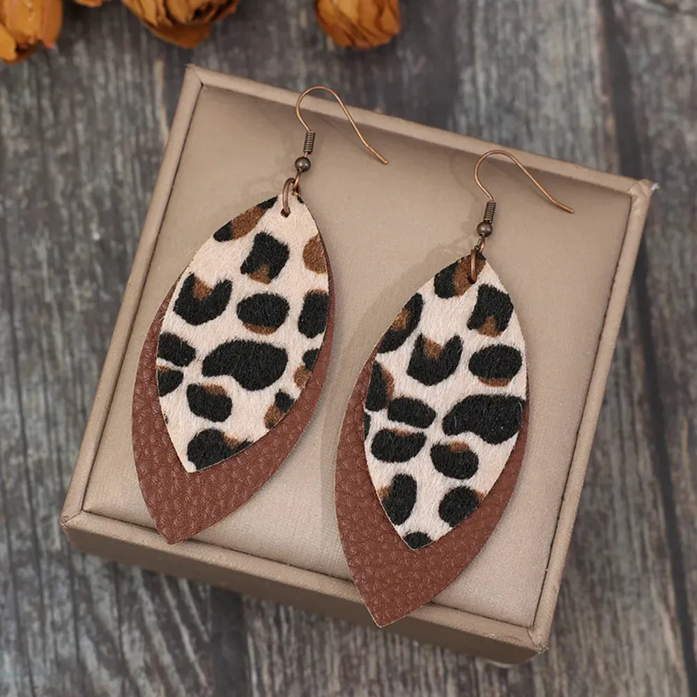 Leaf Shape Leather Dangle Earrings sold by Gigi Laurent product image thumbnail 4