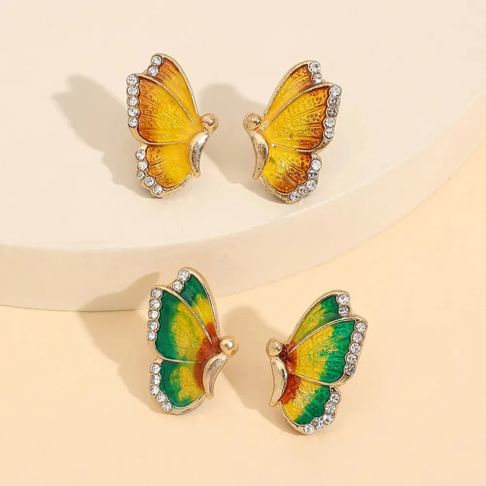 2 Piece Rhinestone Alloy Butterfly Stud Earrings sold by Gigi Laurent