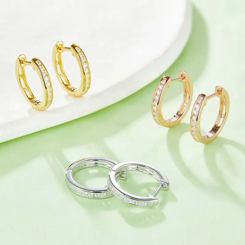 Moissanite 925 Sterling Silver Huggie Earrings sold by Gigi Laurent