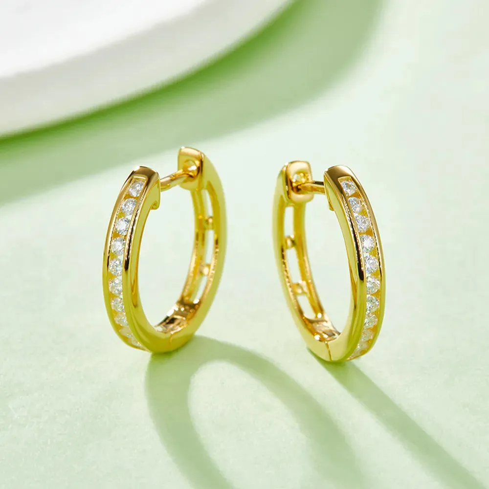 Moissanite 925 Sterling Silver Huggie Earrings sold by Gigi Laurent product image thumbnail 2