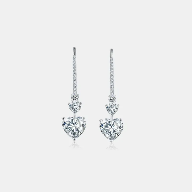 5.44 Carat 925 Sterling Silver Moissanite Heart Drop Earrings sold by Gigi Laurent