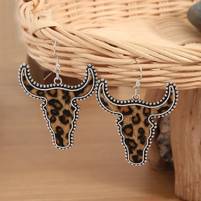 Alloy Animal Print Cow Head Earrings sold by Gigi Laurent product image thumbnail 3