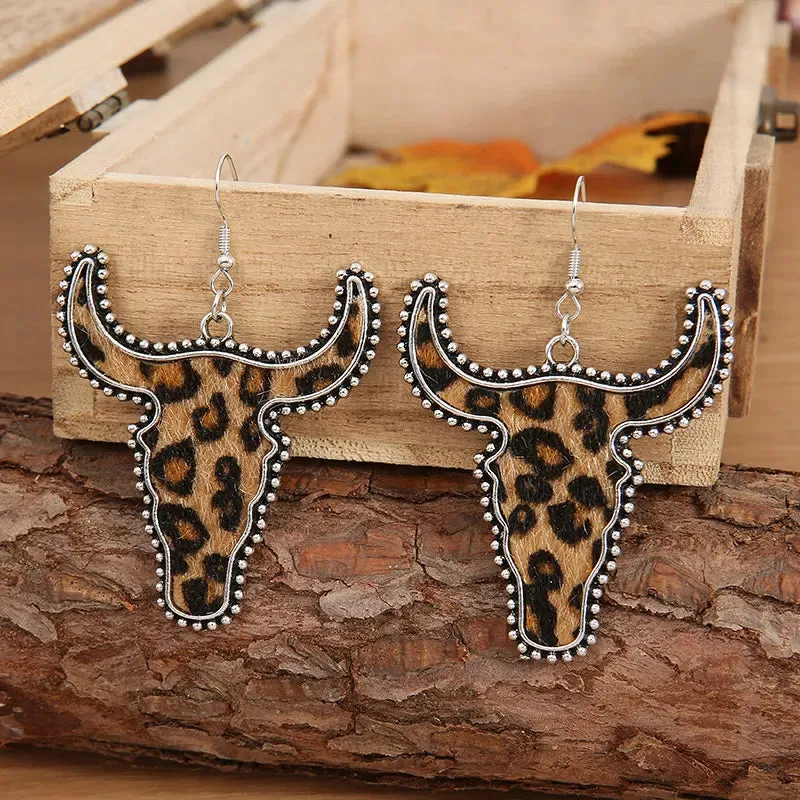 Alloy Animal Print Cow Head Earrings sold by Gigi Laurent product image thumbnail 2