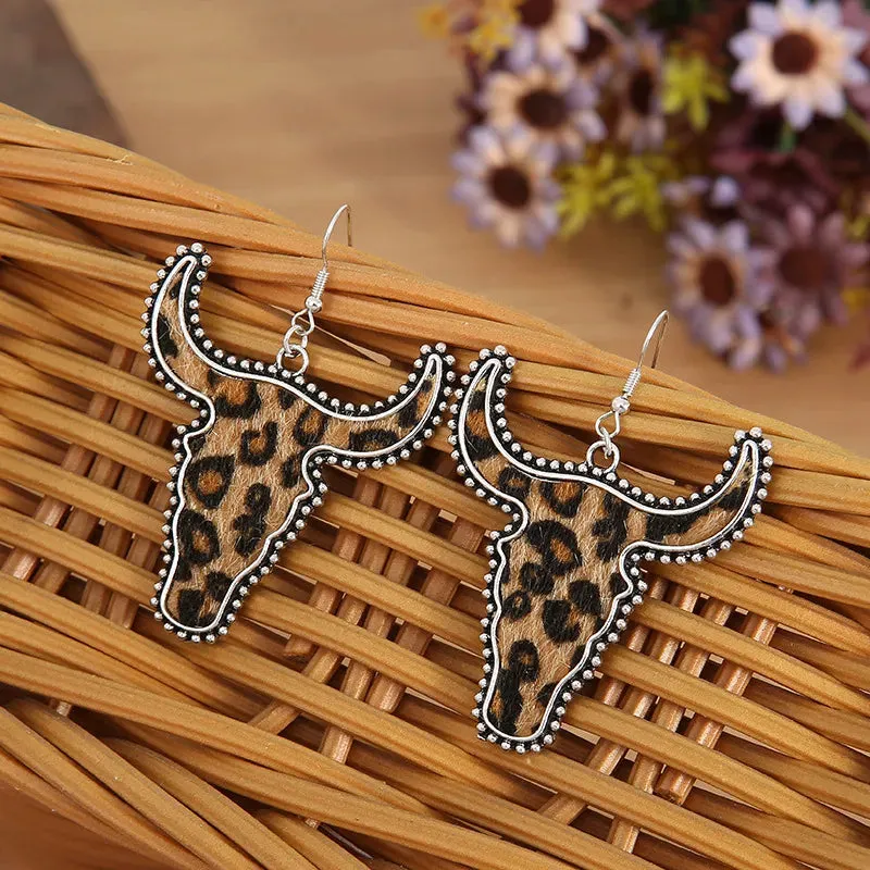 Alloy Animal Print Cow Head Earrings sold by Gigi Laurent product image thumbnail 4