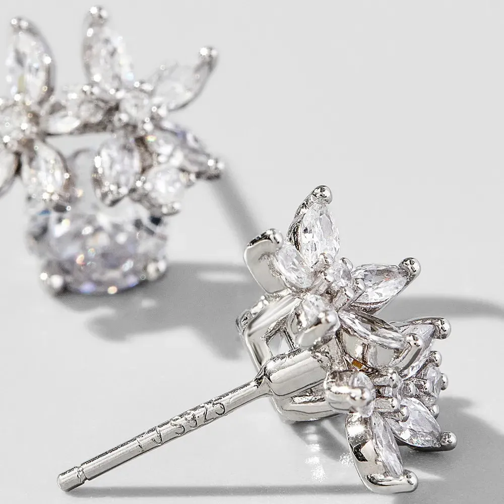 Zircon 925 Sterling Silver Flower Stud Earrings sold by Gigi Laurent product image thumbnail 3