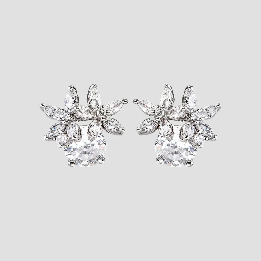 Zircon 925 Sterling Silver Flower Stud Earrings sold by Gigi Laurent product image thumbnail 2