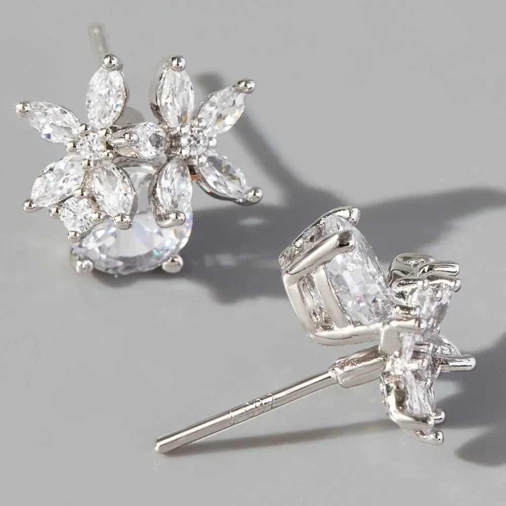 Zircon 925 Sterling Silver Flower Stud Earrings sold by Gigi Laurent product image thumbnail 5
