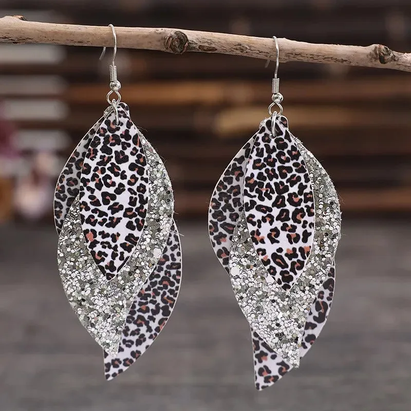 PU Leather Leopard Leaf Earrings sold by Gigi Laurent product image thumbnail 4