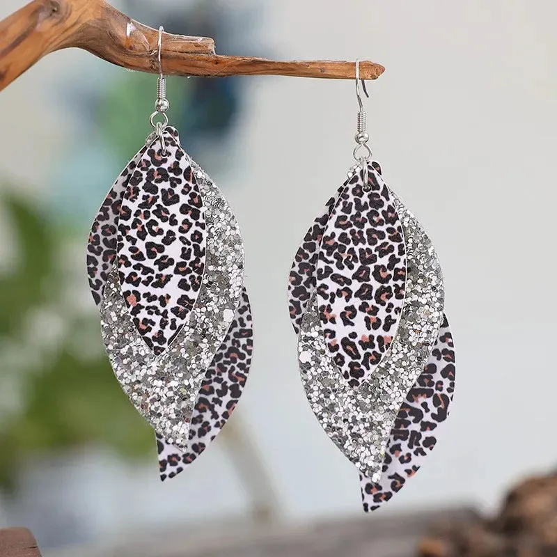 PU Leather Leopard Leaf Earrings sold by Gigi Laurent product image thumbnail 5