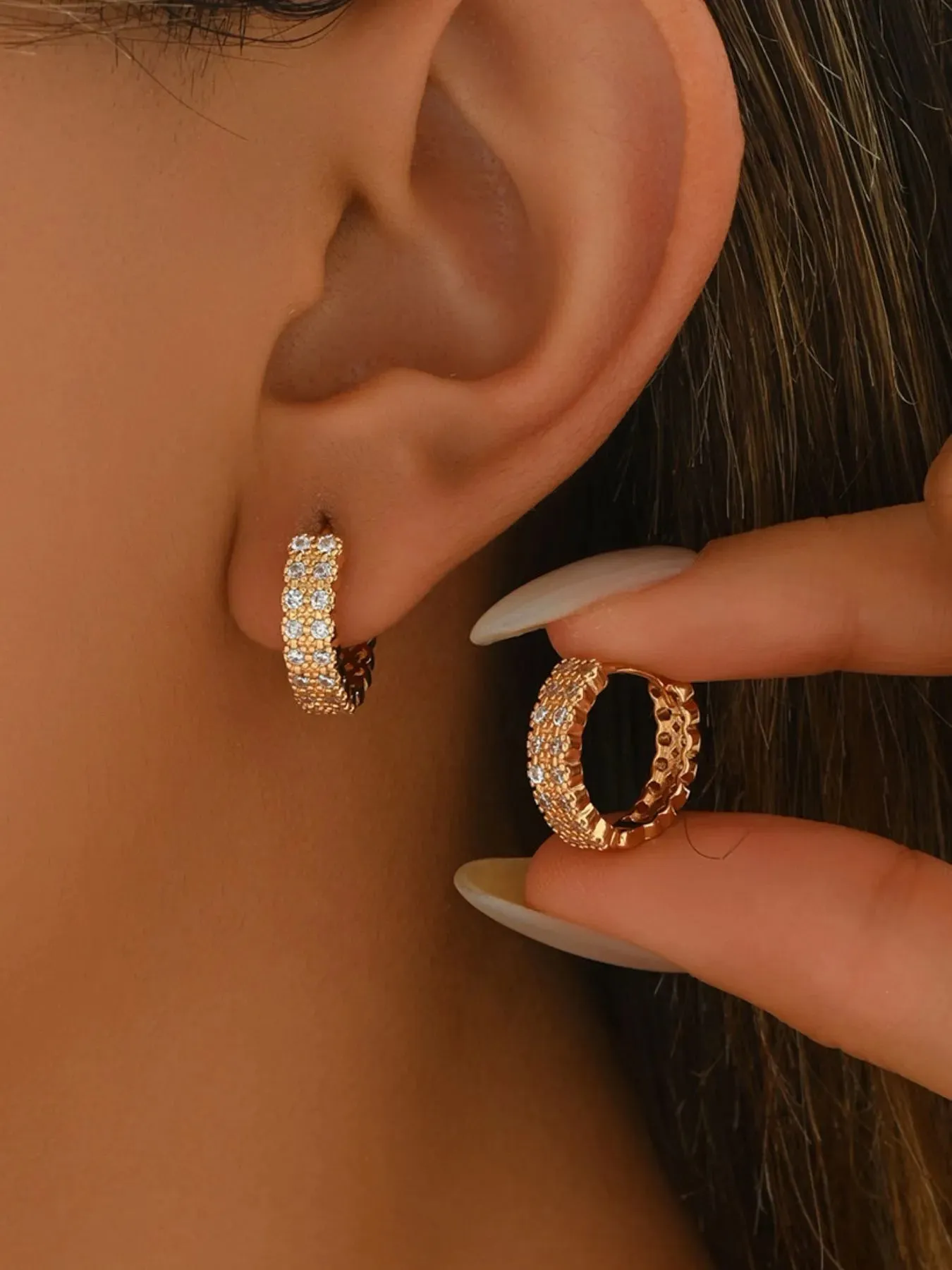 Inland Zircon Hoop Earrings sold by Gigi Laurent