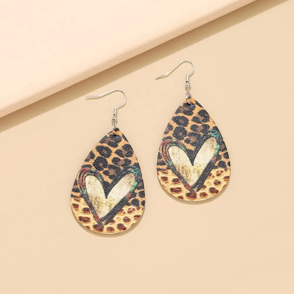 PU Leather Leopard Teardrop Earrings sold by Gigi Laurent product image thumbnail 3