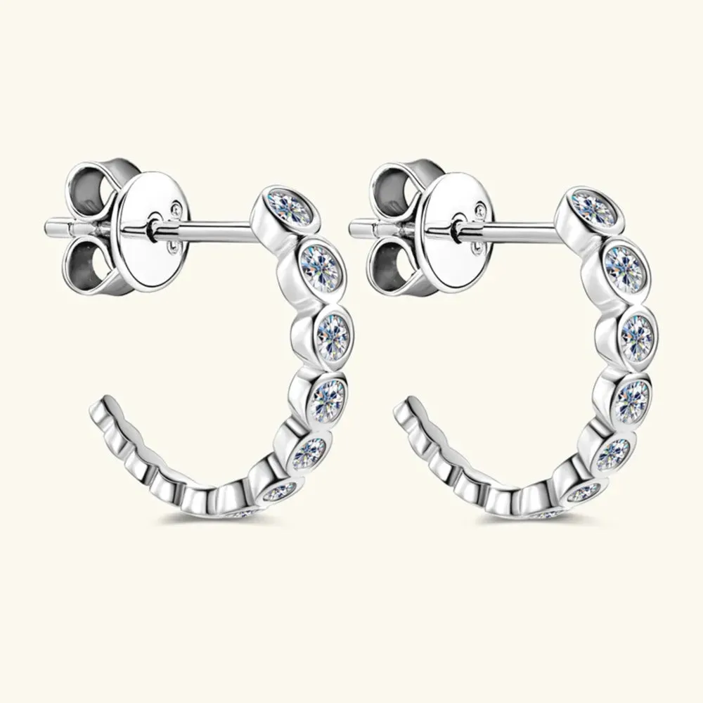 Inlaid Moissanite 925 Sterling Silver C-Hoop Earrings sold by Gigi Laurent product image thumbnail 2