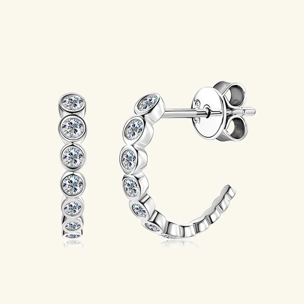 Inlaid Moissanite 925 Sterling Silver C-Hoop Earrings sold by Gigi Laurent product image thumbnail 5