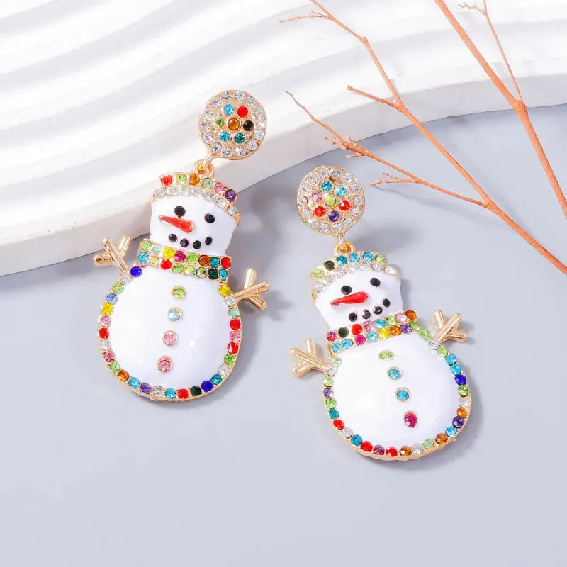 Alloy Rhinestone Snowman Earrings sold by Gigi Laurent