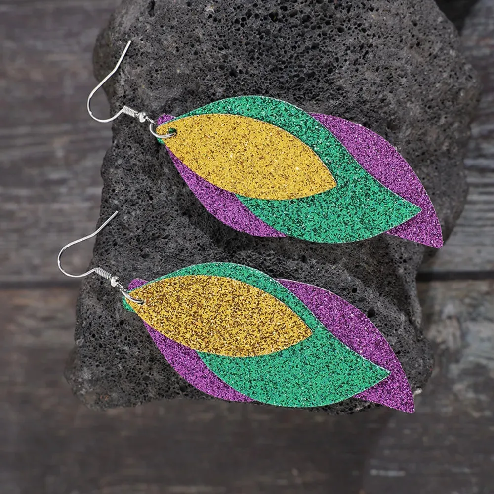 PU Leather Leaf Dangle Earrings sold by Gigi Laurent product image thumbnail 3