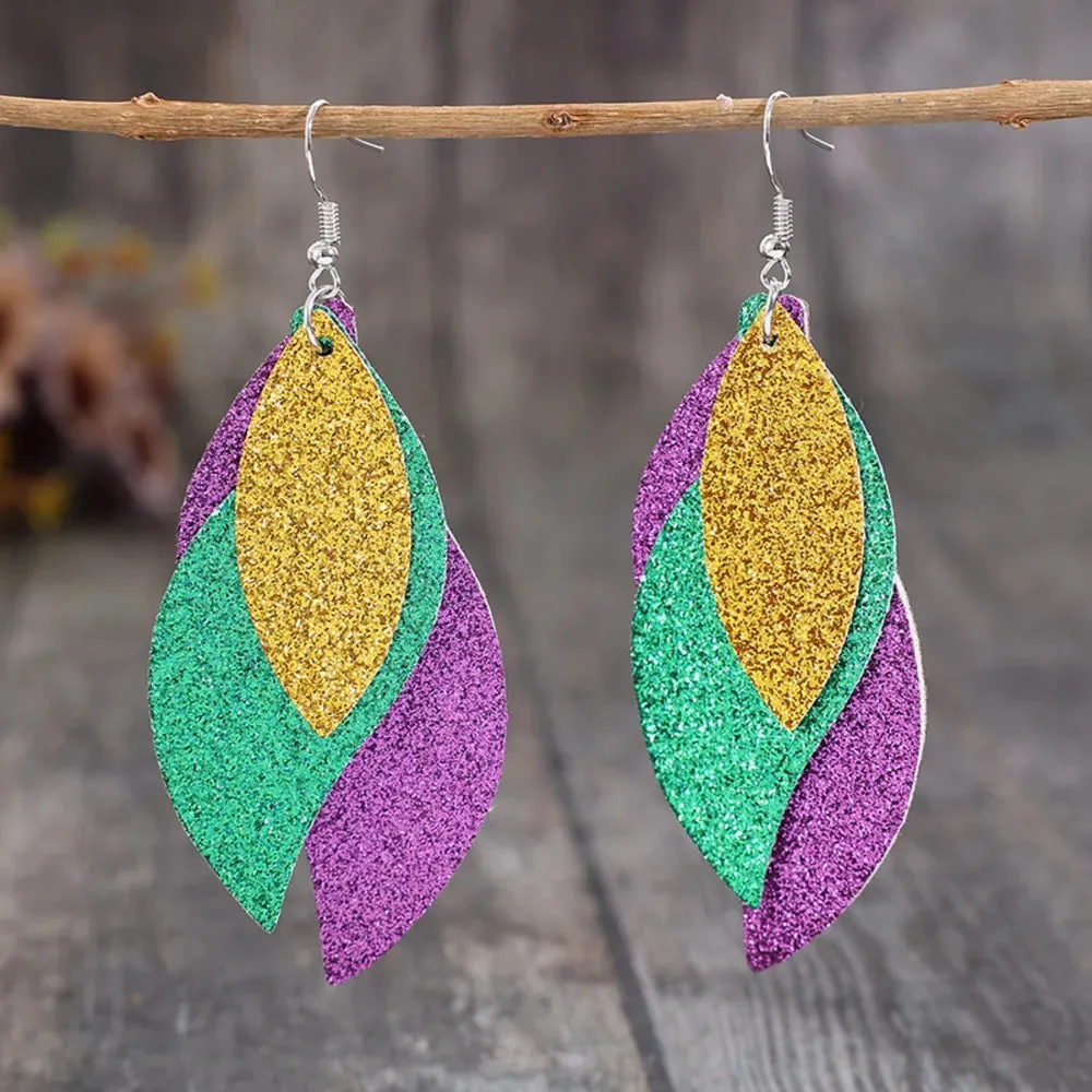 PU Leather Leaf Dangle Earrings sold by Gigi Laurent product image thumbnail 2