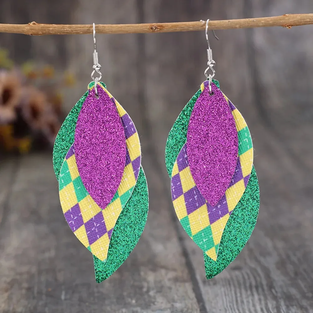 PU Leather Leaf Dangle Earrings sold by Gigi Laurent product image thumbnail 4