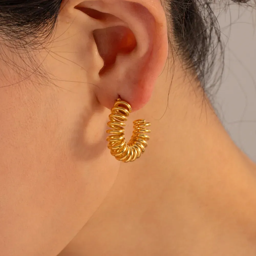 18K Gold-Plated Stainless Steel C-Hoop Earrings sold by Gigi Laurent product image thumbnail 4