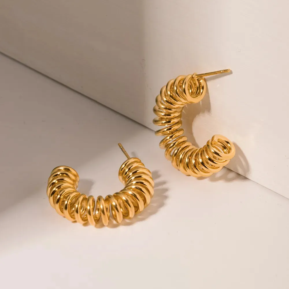 18K Gold-Plated Stainless Steel C-Hoop Earrings sold by Gigi Laurent product image thumbnail 2