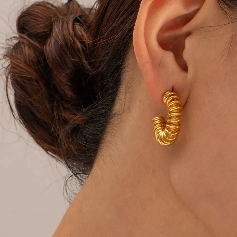 18K Gold-Plated Stainless Steel C-Hoop Earrings sold by Gigi Laurent product image thumbnail 5