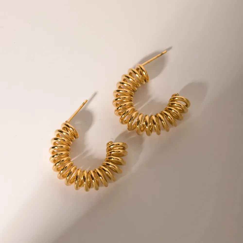 18K Gold-Plated Stainless Steel C-Hoop Earrings sold by Gigi Laurent product image thumbnail 3