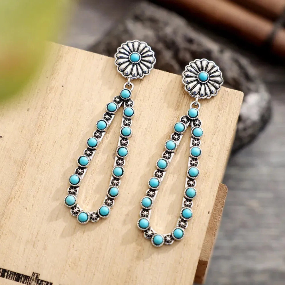 Flower Artificial Turquoise Teardrop Earrings sold by Gigi Laurent product image thumbnail 3
