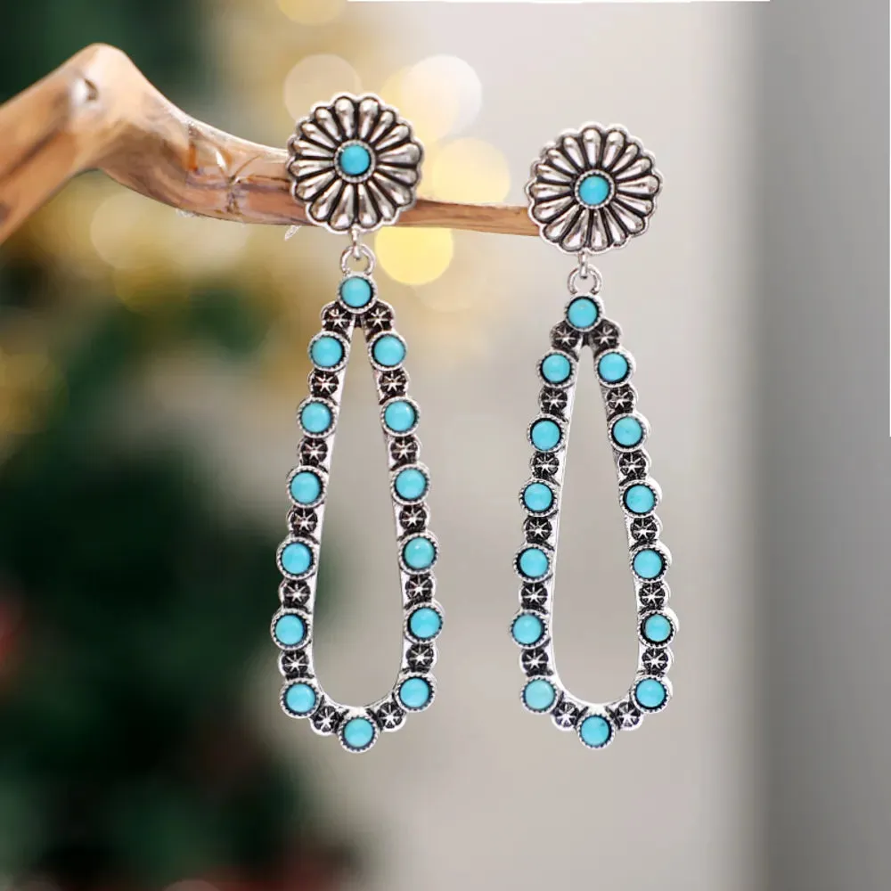 Flower Artificial Turquoise Teardrop Earrings sold by Gigi Laurent