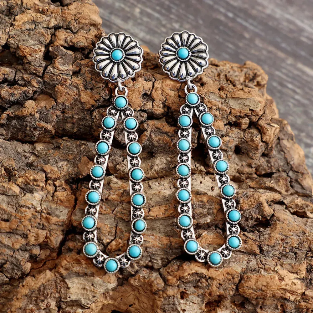 Flower Artificial Turquoise Teardrop Earrings sold by Gigi Laurent product image thumbnail 4