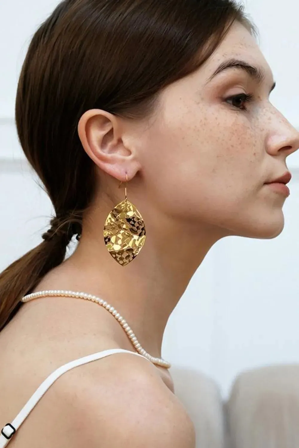 Brass Cutout Leaf Shape Earrings sold by Gigi Laurent product image thumbnail 3
