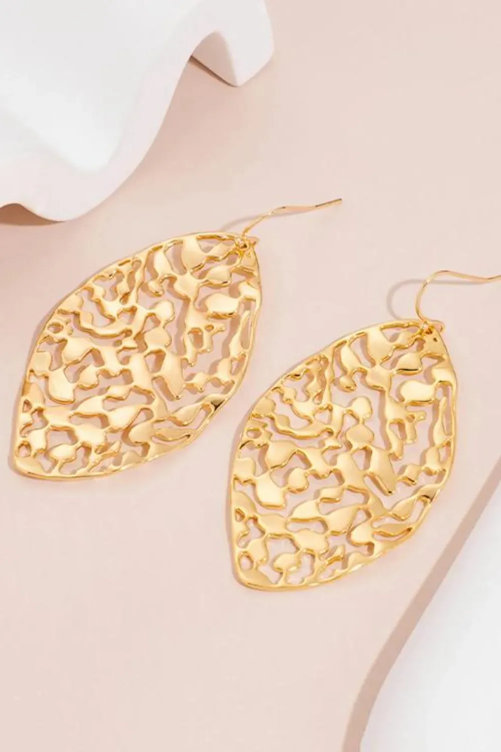 Brass Cutout Leaf Shape Earrings sold by Gigi Laurent product image thumbnail 5