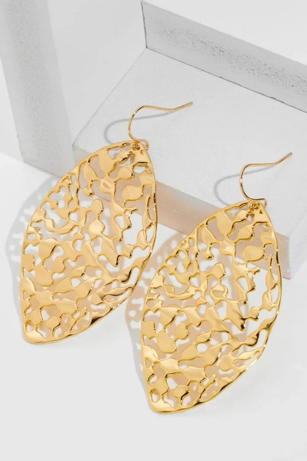 Brass Cutout Leaf Shape Earrings sold by Gigi Laurent product image thumbnail 4
