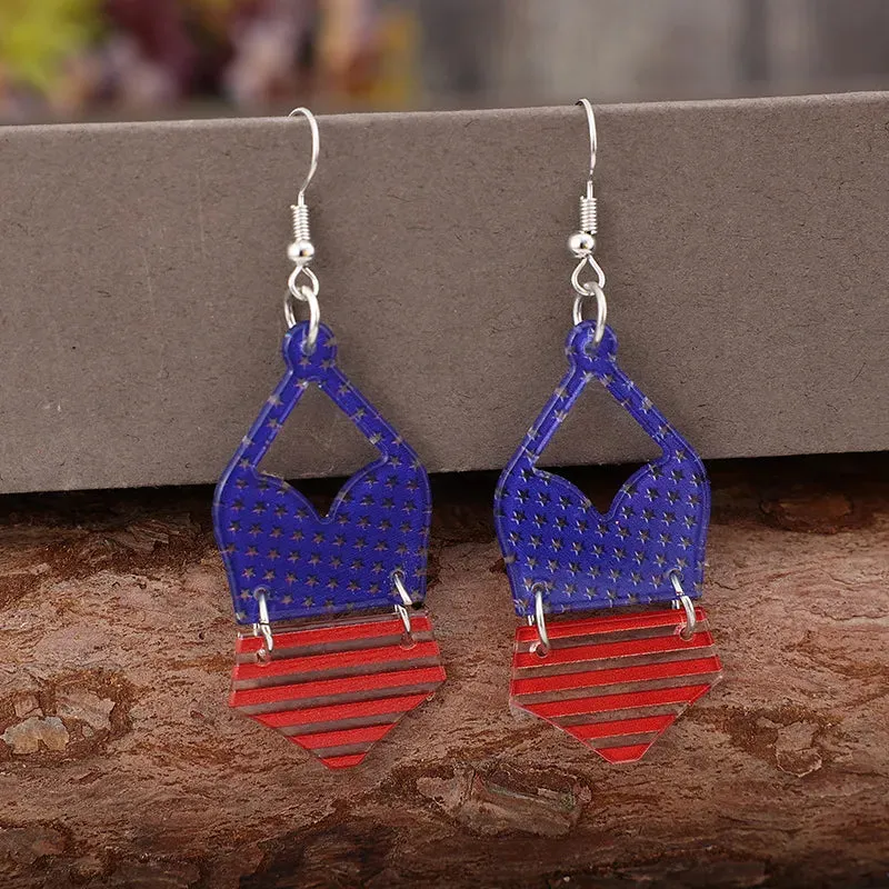 US Flag Pattern Acrylic Earrings sold by Gigi Laurent product image thumbnail 2