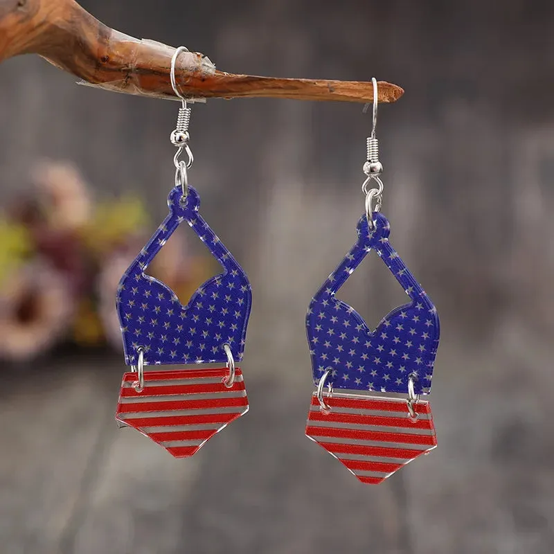 US Flag Pattern Acrylic Earrings sold by Gigi Laurent