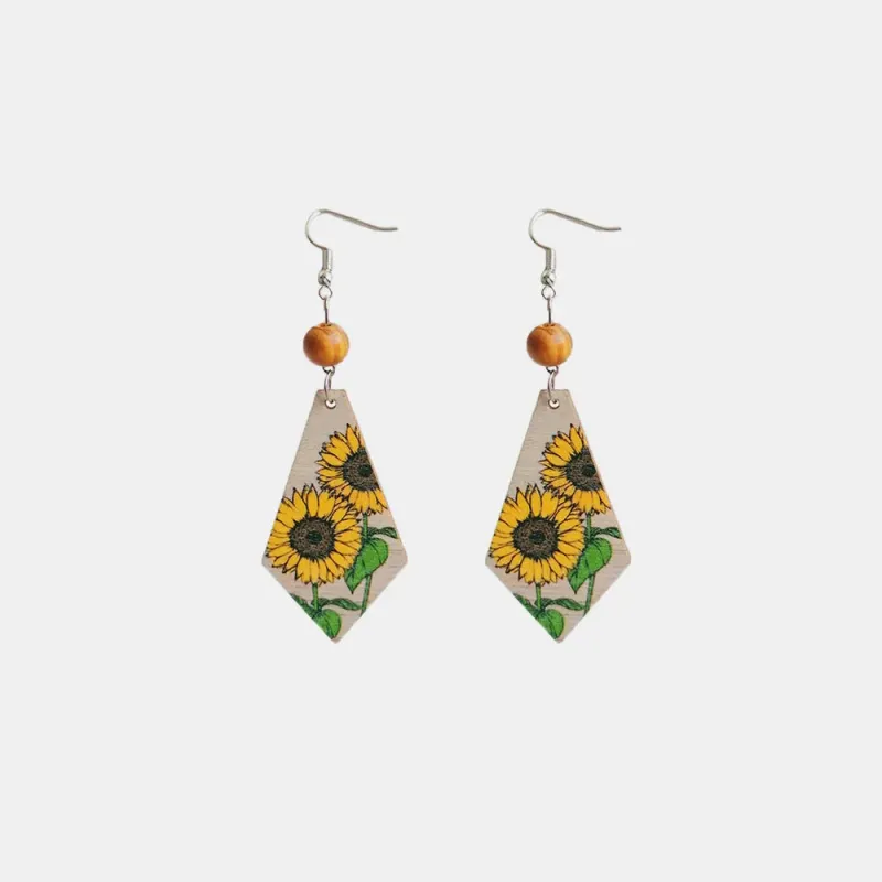 Floral Wooden Teardrop Earrings sold by Gigi Laurent