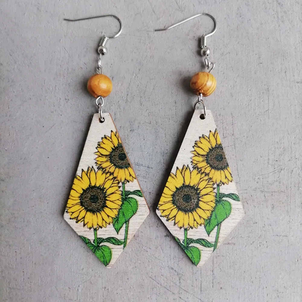 Floral Wooden Teardrop Earrings sold by Gigi Laurent product image thumbnail 2