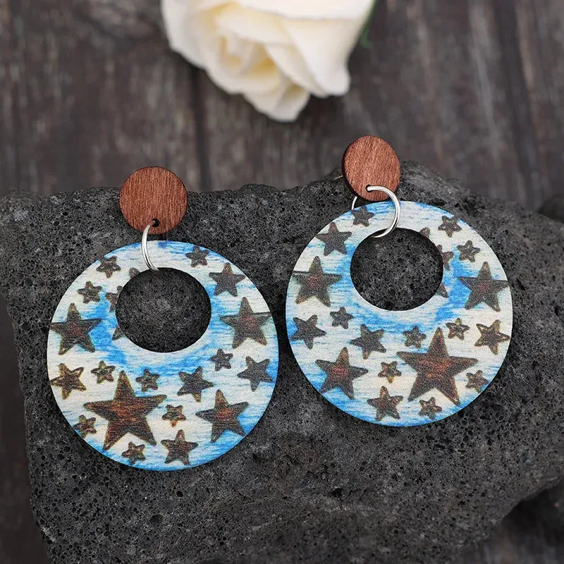 Cutout Star Print Wooden Dangle Earrings sold by Gigi Laurent product image thumbnail 2