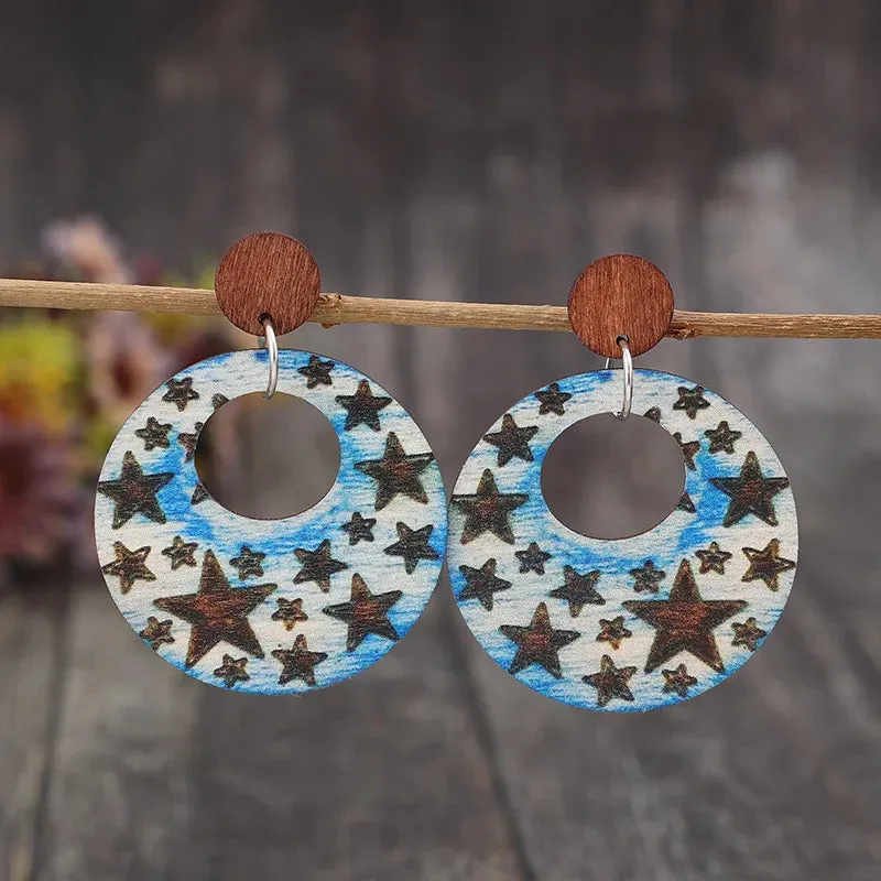 Cutout Star Print Wooden Dangle Earrings sold by Gigi Laurent product image thumbnail 3