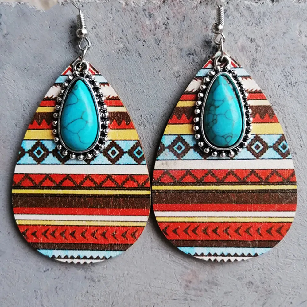 Artificial Turquoise Geometric Teardrop Earrings sold by Gigi Laurent