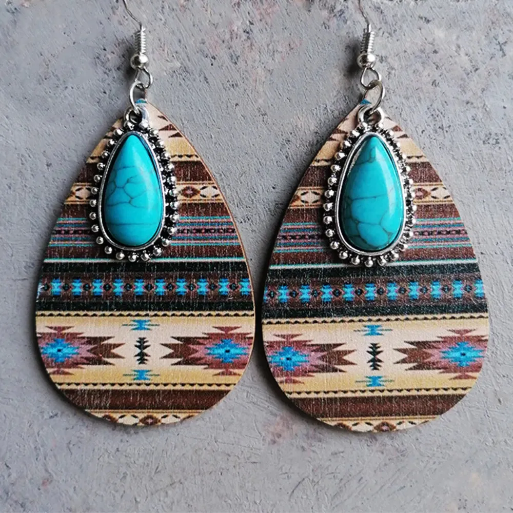 Artificial Turquoise Geometric Teardrop Earrings sold by Gigi Laurent product image thumbnail 3