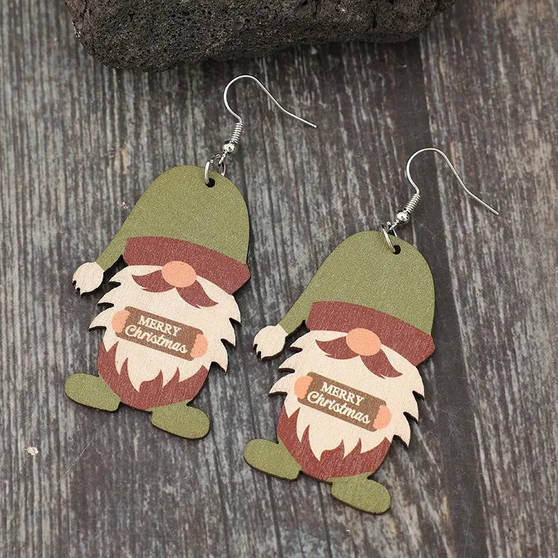 Wooden Gnome Dangle Earrings sold by Gigi Laurent product image thumbnail 4