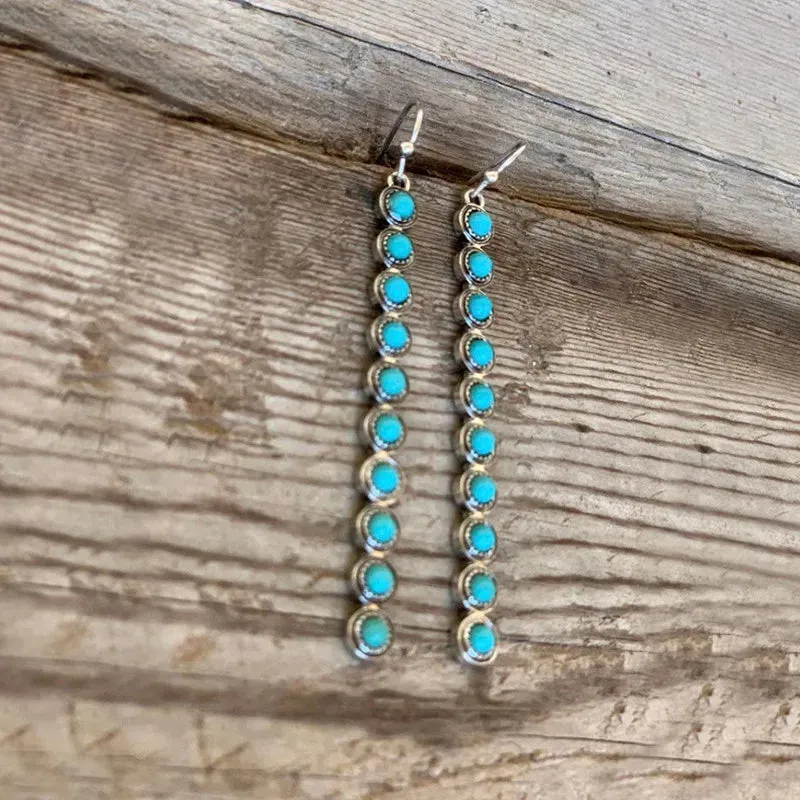 Artificial Turquoise Alloy Bar Earrings sold by Gigi Laurent product image thumbnail 3